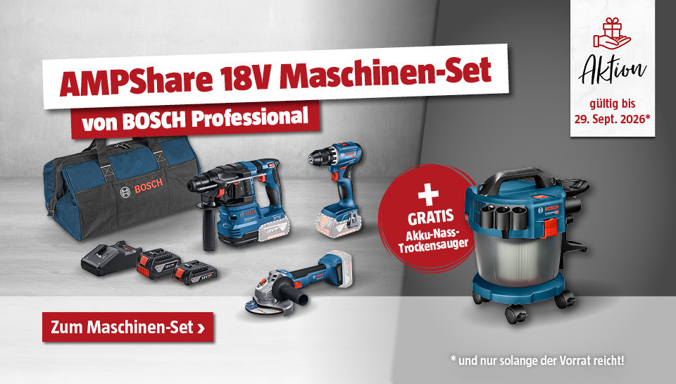Aktion Bosch Maschinen-Set mit gratis Akku-Nass-Trockensauger