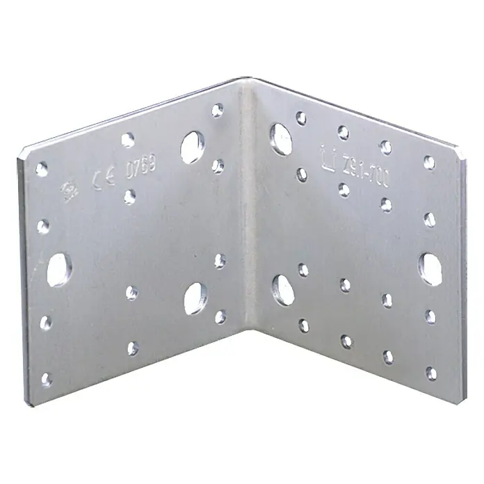 Stabilit Conector en ángulo - 105 x 90 x 105 mm, 1 ud. - Escuadra de ángulo de acero galvanizado con numerosos agujeros para la fijación de estructuras de madera.