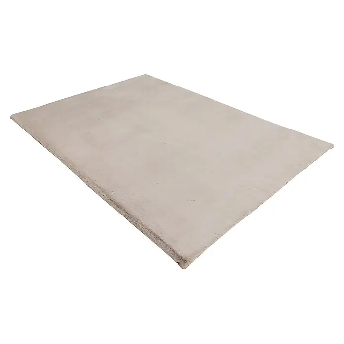 Kayoom Fellteppich Summit 625 - Taupe, 170 x 120 cm, 90 % Polyester, 10 % Baumwolle - Hellbeiger rechteckiger Plüschteppich.