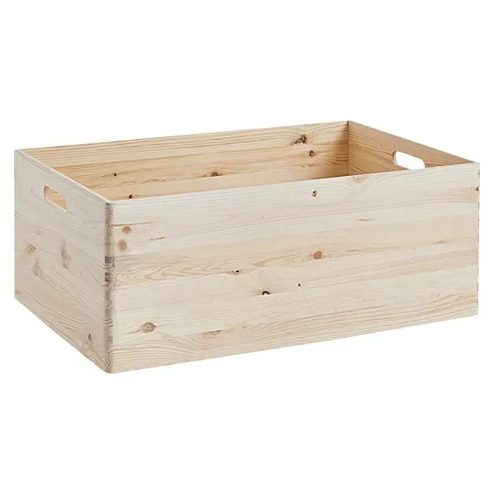 Zeller Present Aufbewahrungsbox - XL, L x B x H: 60 x 40 x 24 cm, Nadelholz - Eine helle, unbehandelte Holzkiste mit Griffen an den Seiten, ideal zur Aufbewahrung und Organisation verschiedener Gegenstände im Haushalt.