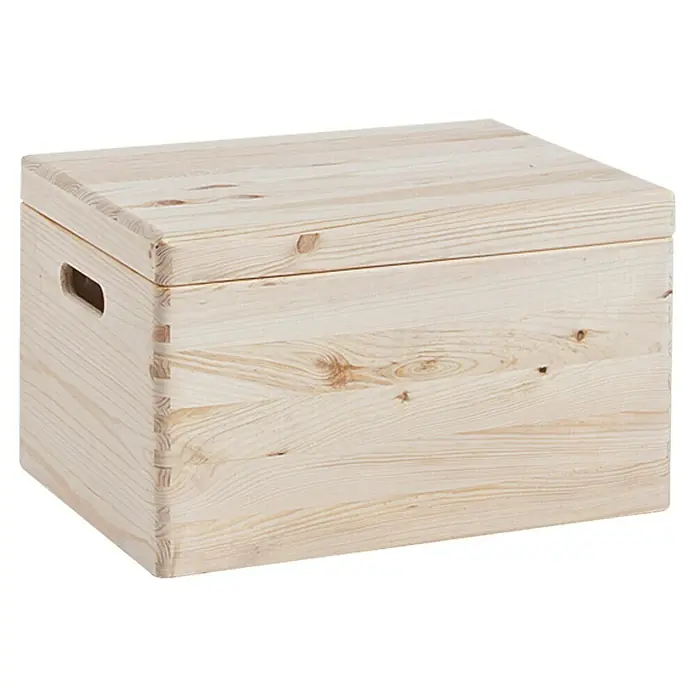 Zeller Present Holzkiste - L x B x H: 40 x 30 x 23 cm, Holz - Ein naturbelassener Holzkasten mit Deckel und Griffmulden, ideal zur Aufbewahrung und als dekoratives Element für jeden Raum.