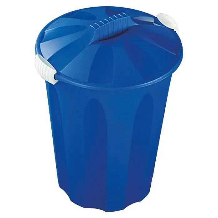 Maxitonne - 40 l - Blauer Mülleimer mit Deckel und weißen Griffen. Ideal für Haushalt oder Büro, praktische Abfallentsorgung.