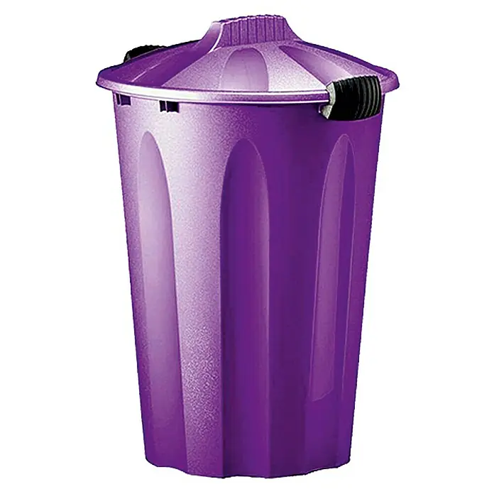 Maxitonne - 40 l - Lila Mülleimer mit Deckel und schwarzen Griffen. Perfekt für Küche oder Bad, bietet dieser Eimer Stil und Funktionalität.