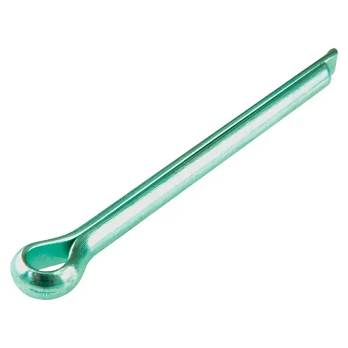 Splint - 32 x 2 mm, 20 Stk. - Ein einzelner, glänzend grüner Splint, der zum Sichern von Teilen dient, liegt auf einem weißen Untergrund.