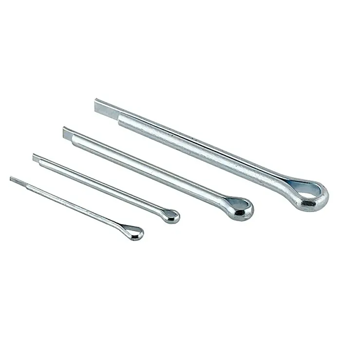 Splint-Set - 40 Stk. - Nahaufnahme von vier Splinten in unterschiedlichen Größen, die typischerweise zur Sicherung von Bolzen und Wellen verwendet werden.