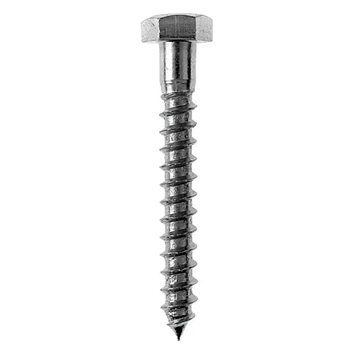 Profi Depot Sechskant-Holzschraube VZØ x L: 8 x 40 mm, 100 Stk., Verzinkt, Sechskantkopf, Vollgewinde - Nahaufnahme einer einzelnen Holzschraube mit Sechskantkopf, die für robuste Holzverbindungen sorgt.