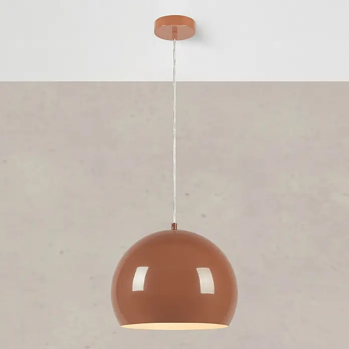 Markslöjd Pendelleuchte rund - Ø x H: 20 x 23 cm, Braun, GU10 - Terrakottafarbene, glänzende, kuppelförmige Pendelleuchte, die warmes Licht abstrahlt.