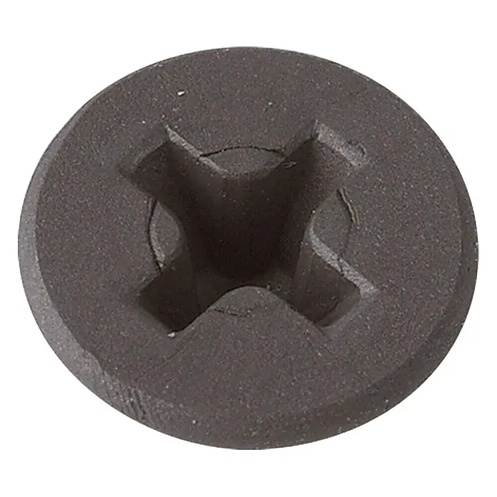 Profi Depot Schnellbauschraube - Durchmesser: 3,9 mm, Länge: 25 mm, Senkkopf, Grobgewinde, 200 Stk. - Nahaufnahme eines schwarzen Trockenbauschraubenkopfes mit Kreuzschlitz, der für Bau- und Reparaturarbeiten verwendet wird.
