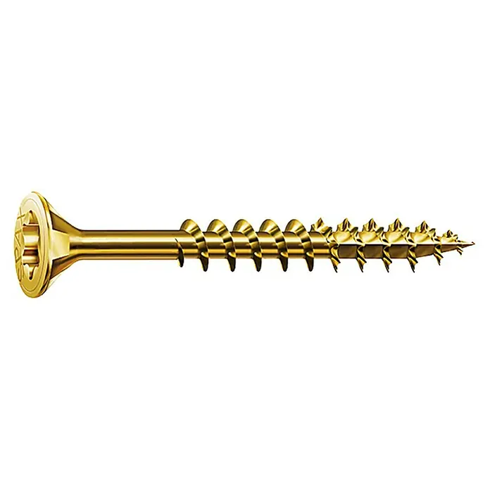 Spax T-Star plus Universalschraube T-Star plus - Ø x L: 6 x 140 mm, WIROX Oberfläche, T-Star plus, 20 Stk. - Goldfarbene Holzschraube mit Senkkopf und Torx-Antrieb für sichere und bündige Verschraubungen in Holzkonstruktionen.