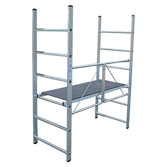 Krause Corda Klappgerüst - Arbeitshöhe: 2,8 m, Breite: 0,67 m - Aluminium-Rollgerüst mit Plattform, ideal für Renovierungs- und Wartungsarbeiten im Innen- und Außenbereich. Robust und standsicher.