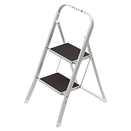 Escalerilla plegable (Número de peldaños: 2 ud., Altura de trabajo: 2,45 m, Carga soportada: 150 kg, Acero)