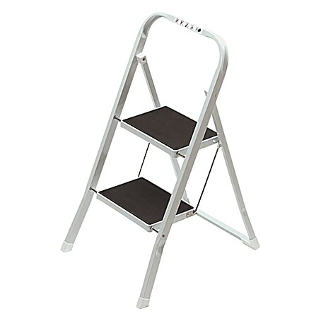 Escalerilla plegable (Número de peldaños: 2 ud., Altura de trabajo: 2,45 m, Carga soportada: 150 kg, Acero)