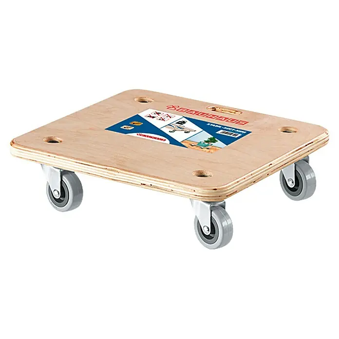 BAUHAUS Base con ruedas Mini - L x An x Al: 29 x 29 x 8,5 cm, Capacidad de carga: 250 kg, Madera - Carro de madera con cuatro ruedas grises para facilitar el transporte de cargas en el hogar o en el taller.