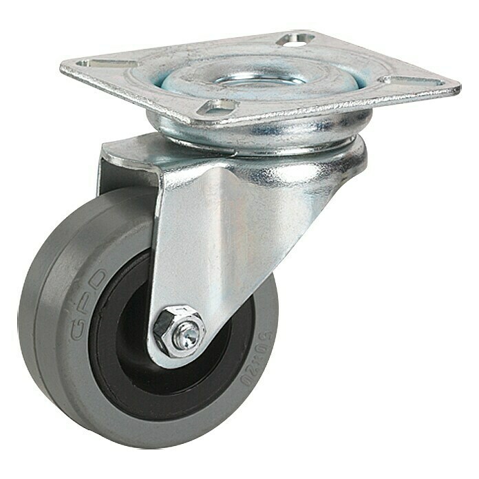 Stabilit Rueda giratoria para equipos (Diámetro ruedas: 50 mm, Capacidad de carga: 45 kg, Material rueda: Goma, Con placa, Casquillo liso)