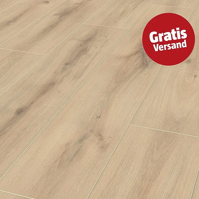LOGOCLIC Aquaprotect Laminat - Chatol Oak, Landhausdiele, 1.288 x 245 x 8 mm - Helles Laminat in Holzoptik mit natürlicher Maserung und deutlichen Fugen.