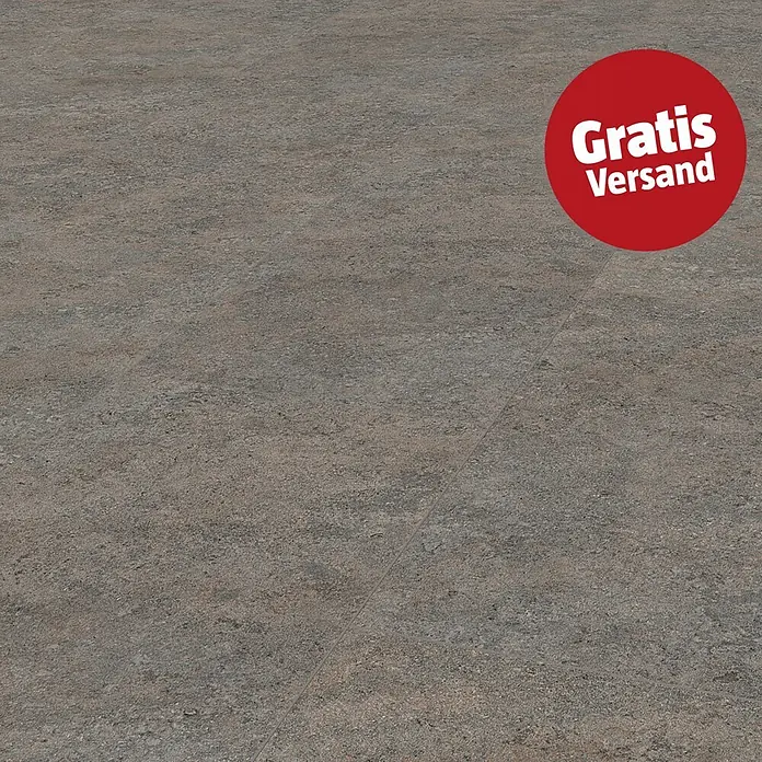 LOGOCLIC Ceramico Laminat - Albus, 638 x 330 x 8 mm - Strukturierter dunkelgrauer und brauner Bodenbelag in Steinoptik.