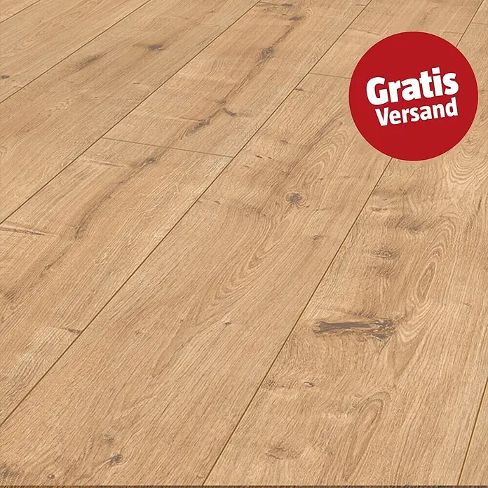 LOGOCLIC Ambienta Laminat - Eiche Napoli, Landhausdiele, 1.288 x 195 x 10 mm - Helles Eichenlaminat mit natürlicher Holzmaserung.