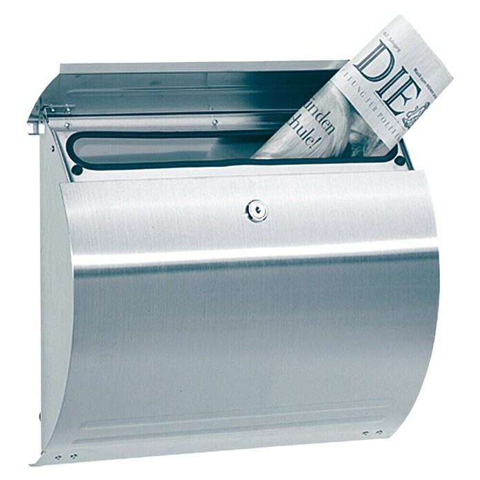 Portaferm Buzón de correo (135 x 375 x 330 mm, Acero inoxidable, Curvado)