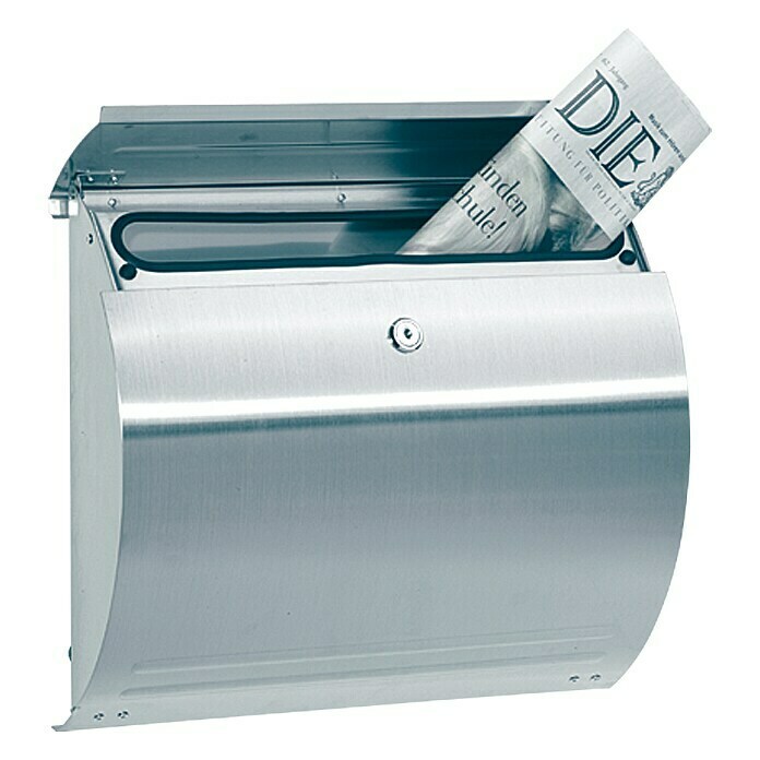 Portaferm Buzón de correo (135 x 375 x 330 mm, Acero inoxidable, Curvado)
