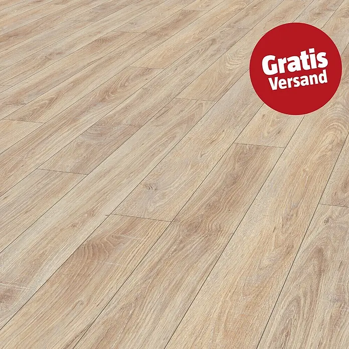 LOGOCLIC Silentos Laminat - Eiche Mira, Landhausdiele, 1.288 x 195 x 9 mm - Helles Laminat in Holzoptik.