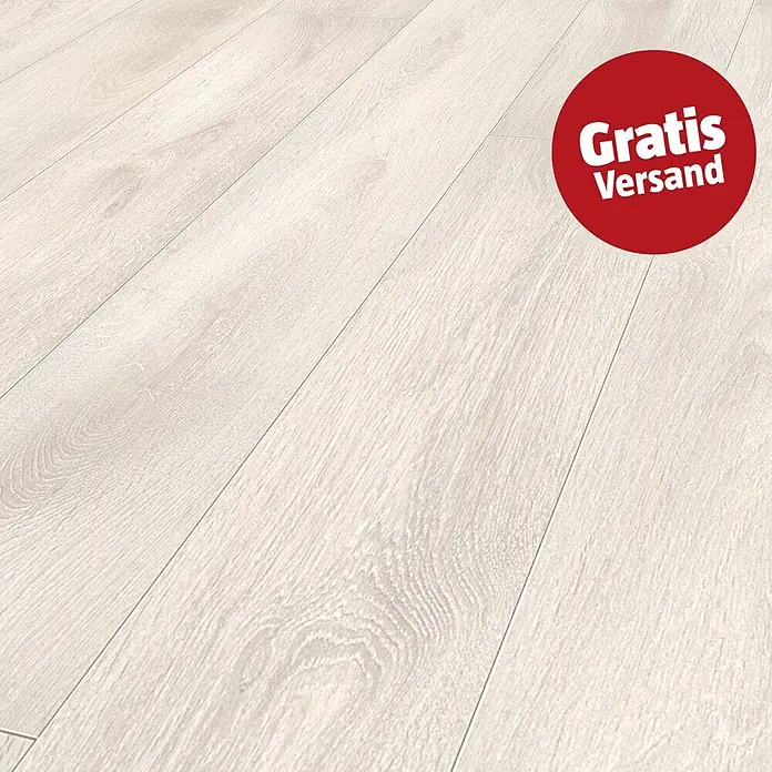 LOGOCLIC Vinto Laminat - Eiche Bastogne, Landhausdiele, 1.288 x 195 x 8 mm - Helles Laminat in Holzoptik mit sichtbarer Maserung.