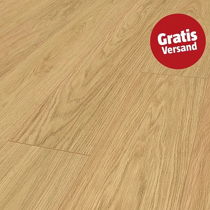 LOGOCLIC Vinto Laminat - Summer, Landhausdiele, 1.288 x 195 x 8 mm - Heller Laminatboden in Holzoptik mit natürlicher Maserung und einzelnen Dielen.