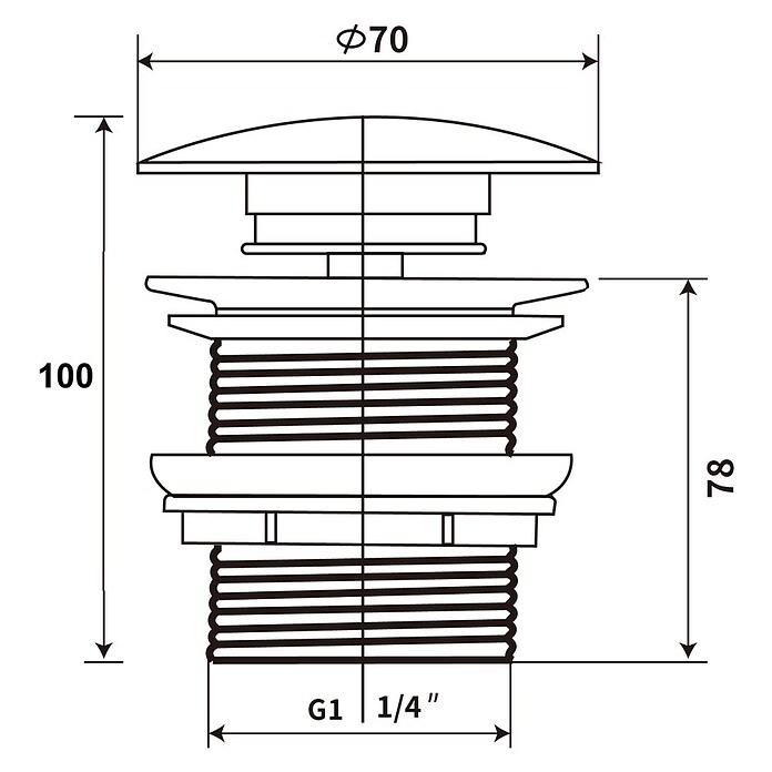 Sanicomfort Ablaufventil (1 ¼″, Gold, Metall, Permanent geöffnet) | BAUHAUS