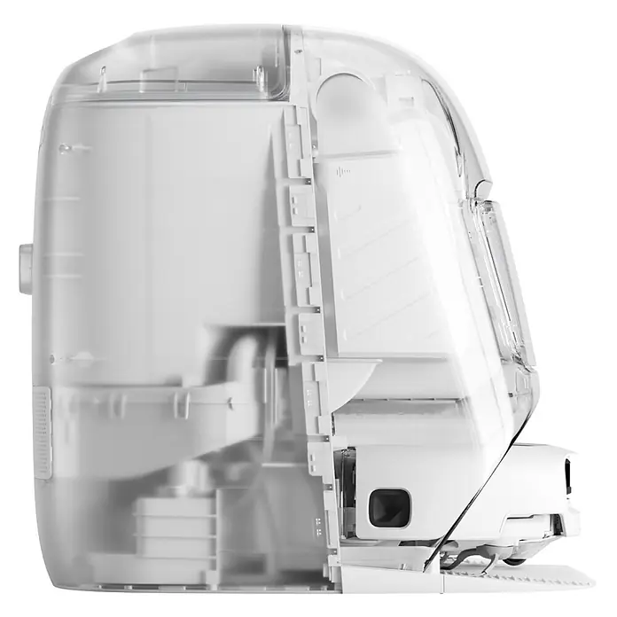 DJI ROMO P2 Clean More Combo Saugwischroboter 36.000 Pa, Wassertank -  - Transparentes Computergehäuse, das weiße interne Komponenten und eine klare Außenschale zeigt.