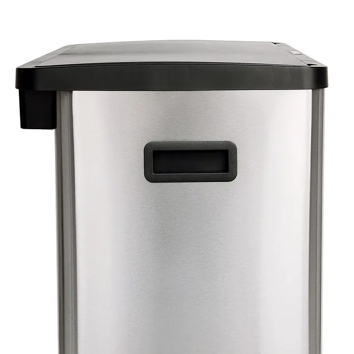 SVITA Sensor-Mülleimer  SR3X18 54L 3 Fächer Mülltrennsystem Edelstahl Silber -  - Mülleimer aus Edelstahl mit schwarzem Deckel und Griffmulde.