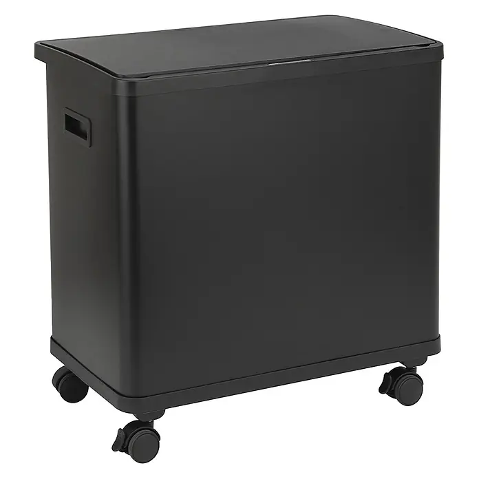 SVITA Sensor-Mülleimer SR3X18 54L  3 Fächer Mülltrennsystem Stahl Schwarz -  - Mattschwarzer, rechteckiger Aufbewahrungsbehälter mit abnehmbarem Deckel, Seitenhandgriff und vier Rollen.