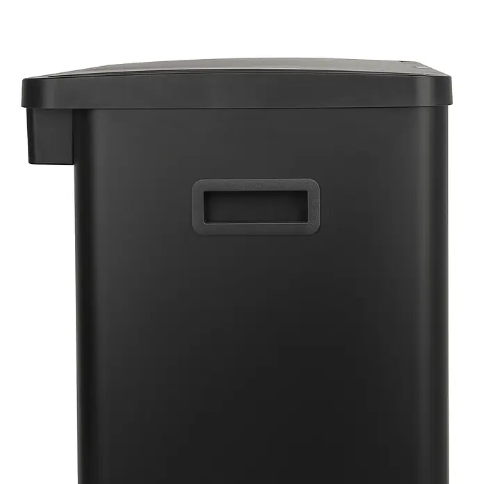 SVITA Sensor-Mülleimer SR3X18 54L  3 Fächer Mülltrennsystem Stahl Schwarz -  - Schwarzer, matter rechteckiger Mülleimer mit Deckel und integriertem Seitenhandgriff.