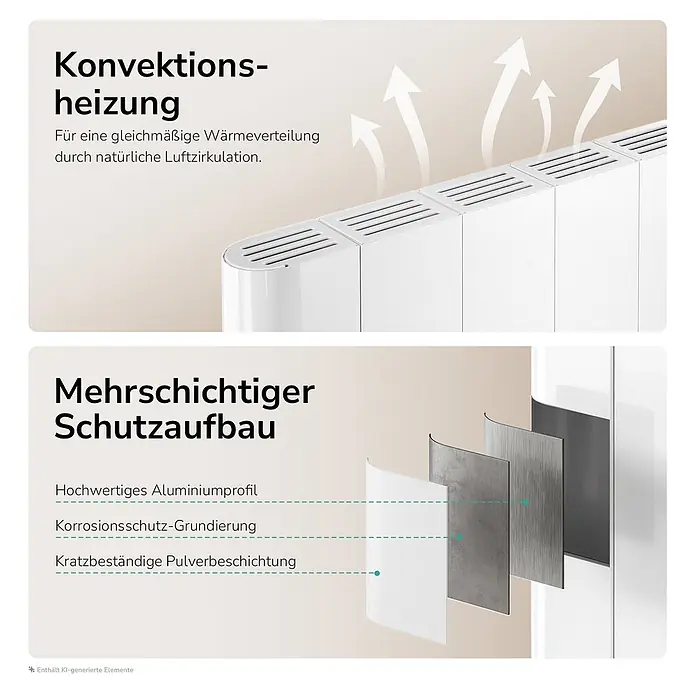 Konvektorheizung 2000W Weiß Flatsim ERD -  - Weißer Konvektionsheizung mit Luftzirkulation für gleichmäßige Wärmeverteilung. Er hat einen robusten Mehrschichtaufbau aus Aluminium mit kratzfester Pulverbeschichtung.