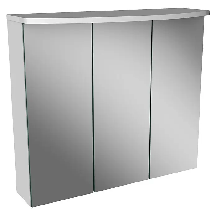 Camargue Swing K LED-Spiegelschrank - B x H: 70,4 x 70,2 cm, Mit Beleuchtung, Weiß - Weißer dreitüriger Spiegelschrank für das Badezimmer zur Aufbewahrung.