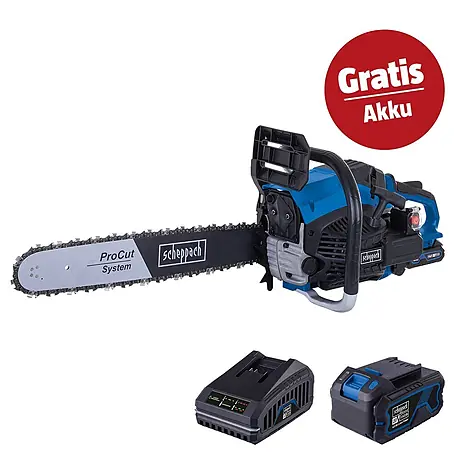 Scheppach IXES 20V Benzin-Kettensäge Set PCS56E
