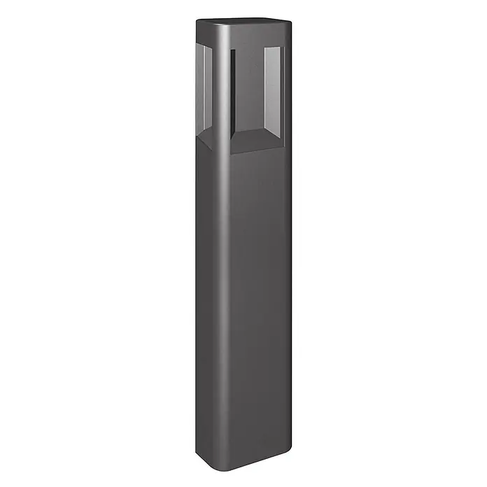 Lucande LED Wegeleuchte anthrazit 80 cm, Außenleuchte IP54, Gartenlampe -  - Dunkelgraue rechteckige Pollerleuchte mit abgerundeten Ecken und vier vertikalen Lichtöffnungen oben, ideal für Wegeleuchten.