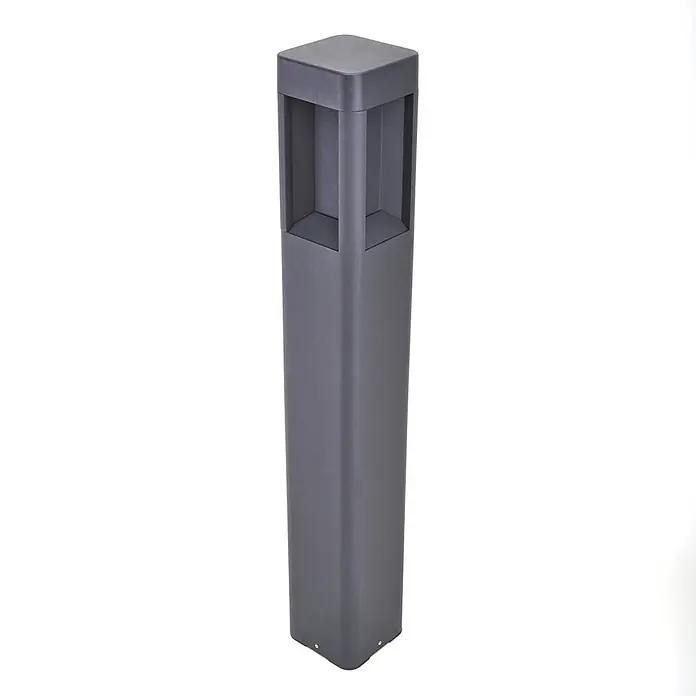 Lucande LED Wegeleuchte anthrazit 80 cm, Außenleuchte IP54, Gartenlampe -  - Dunkelgraue quadratische Pollerleuchte für die Außenbeleuchtung.
