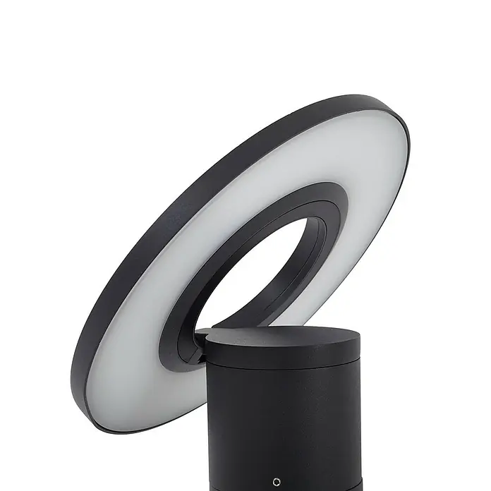 Arcchio LED Wegeleuchte in anthrazit, Gartenlampe -  - Moderne schwarze Pollerleuchte mit rundem LED-Ring für Außenbeleuchtung.
