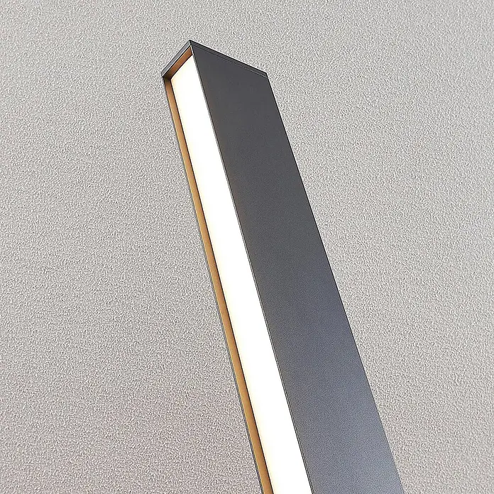 Lucande LED Wegeleuchte Pollerleuchte dunkelgrau 60 cm, Gartenlampe -  - Schlanke, dunkelgraue Linearleuchte mit hellem, weißem LED-Streifen, vertikal montiert.