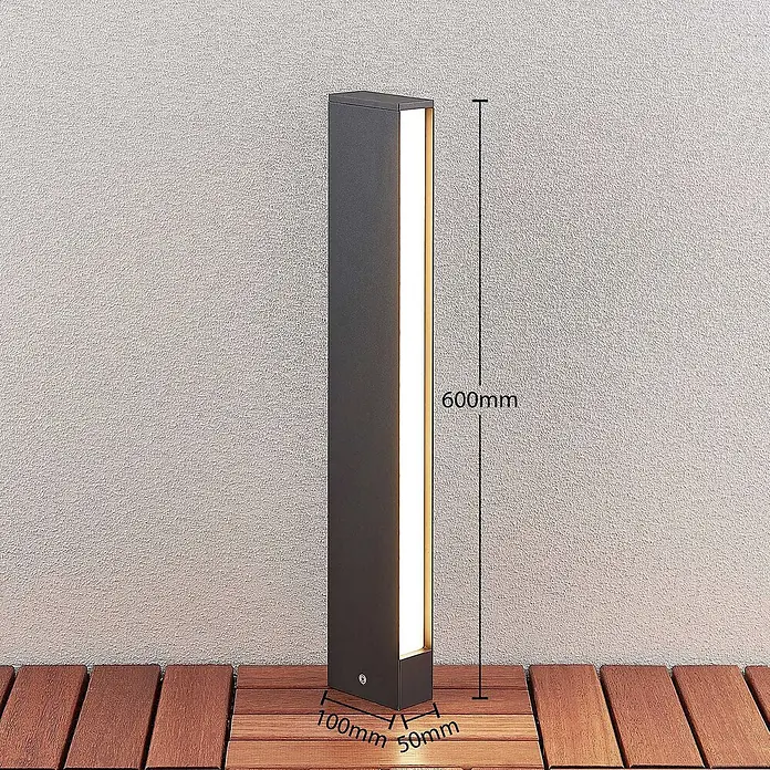 Lucande LED Wegeleuchte Pollerleuchte dunkelgrau 60 cm, Gartenlampe - 