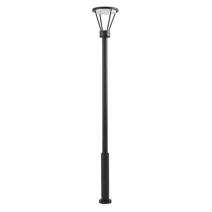 Lucande LED Gartenlaterne für draußen in schwarz matt, Mastleuchte -  - Schwarze Außenleuchte mit modernem Design und weißem Lichtdiffusor.