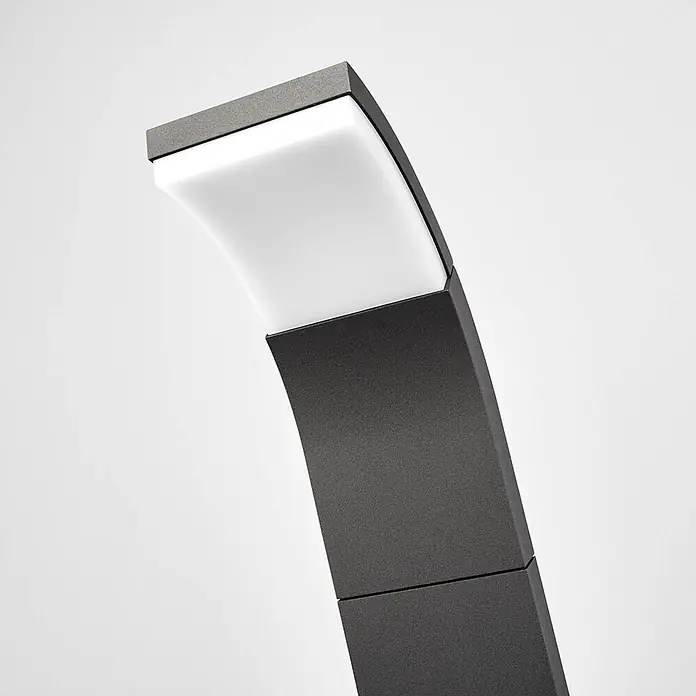 Lucande LED Wegeleuchte / Pollerleuchte, Höhe: 60 cm, inkl. 1x 5,8W LED -  - Moderne, anthrazitfarbene, gebogene Außenleuchte mit weißem Diffusor.
