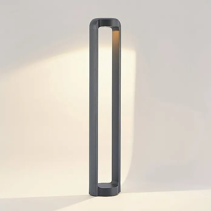 Lucande LED Wegeleuchte in anthrazit, Gartenlampe -  - Dunkelgraue U-förmige moderne Wegeleuchte mit warmem Licht.