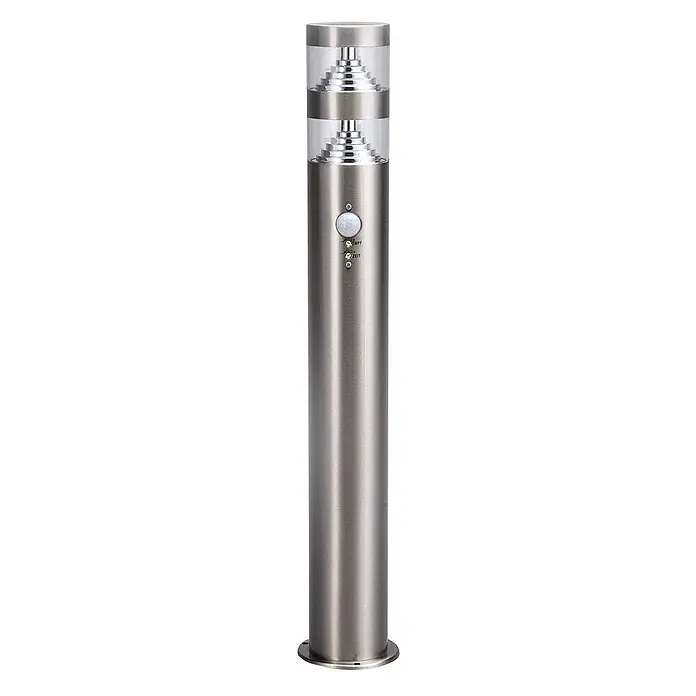 Lindby Edelstahl LED Wegeleuchte / Pollerleuchte 60 cm mit Bewegungsmelder -  - Edelstahl-Außenwegeleuchte mit Bewegungsmelder, klarem Diffusor und stufenförmigem Reflektor für Helligkeits- und Zeiteinstellung.