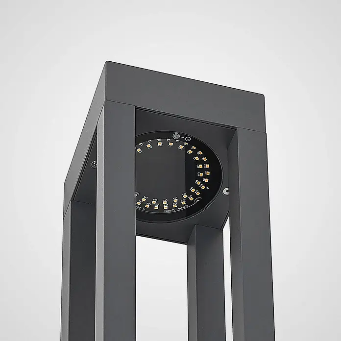 Arcchio LED Wegeleuchte in dunkelgrau, Gartenlampe -  - Dunkelgrauer LED-Pollerleuchtenkopf mit kreisförmigem Modul und warmweißen Dioden.