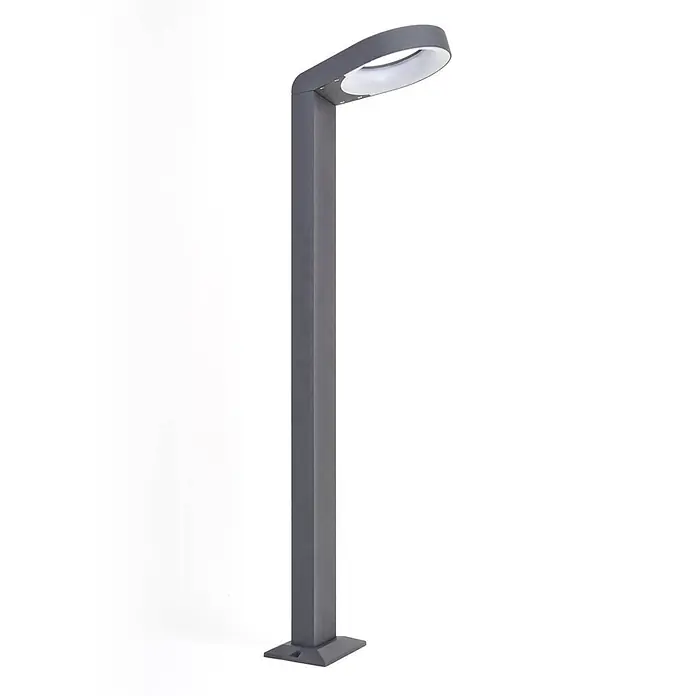 Lucande LED Wegeleuchte in anthrazit, Gartenlampe -  - Moderne dunkelgraue LED-Wegeleuchte mit ovalem Leuchtkopf.