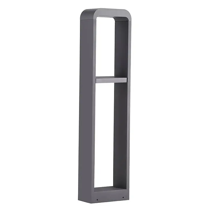 Lindby Außenlaterne Darko -  - Elegante, dunkelgraue, rechteckige Außenwegleuchte mit einer zentralen, horizontalen Lichtquelle.