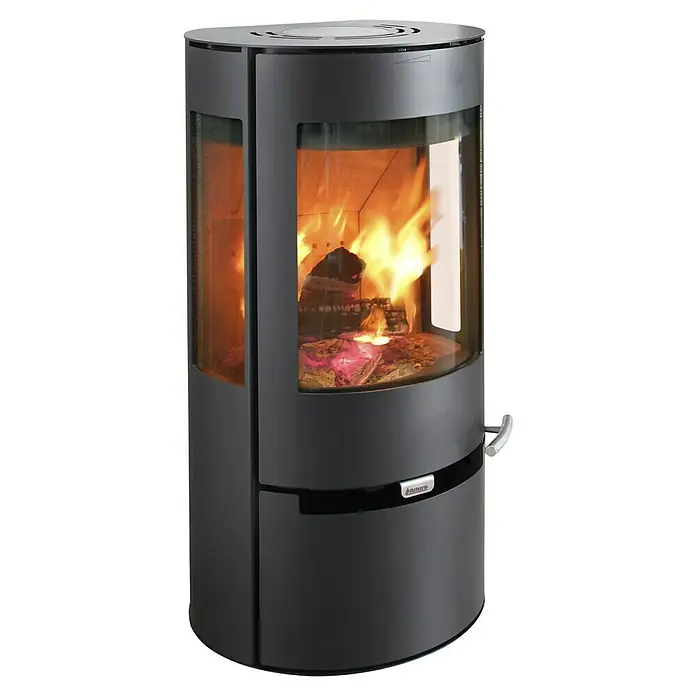 Aduro Kaminofen 9 - 8 kW, Raumheizvermögen: 334 m³, Material Verkleidung: Stahl, Schwarz - Ein eleganter Kaminofen mit Holzfeuer, der Wärme und Atmosphäre in jeden Raum bringt. Perfekt für gemütliche Stunden.