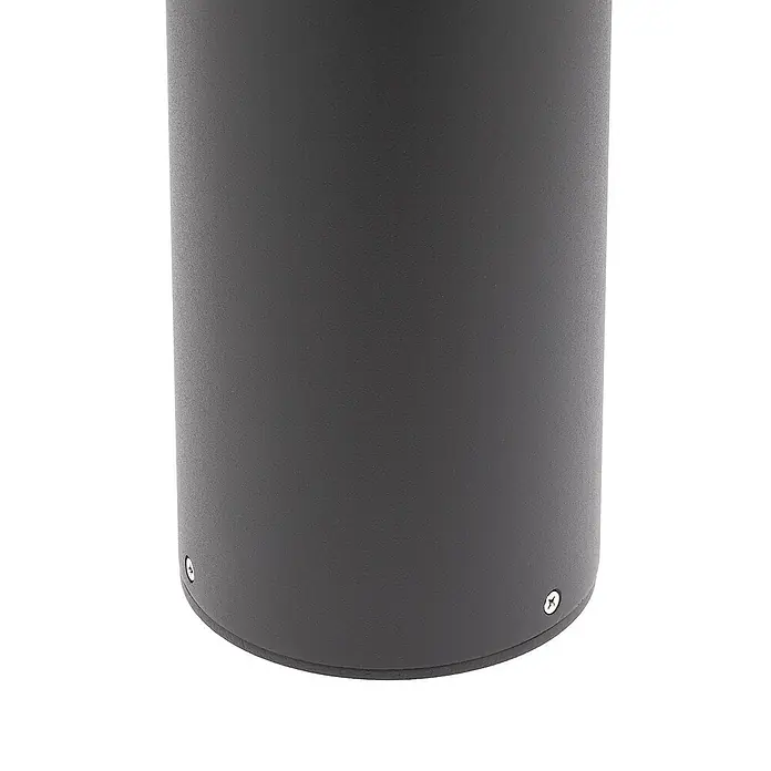 Lucande LED Wegeleuchte / Pollerleuchte 65cm, inkl. 15W LED -  - Dunkelgrauer zylindrischer Leuchtenfuß mit Textur und sichtbaren Schrauben.