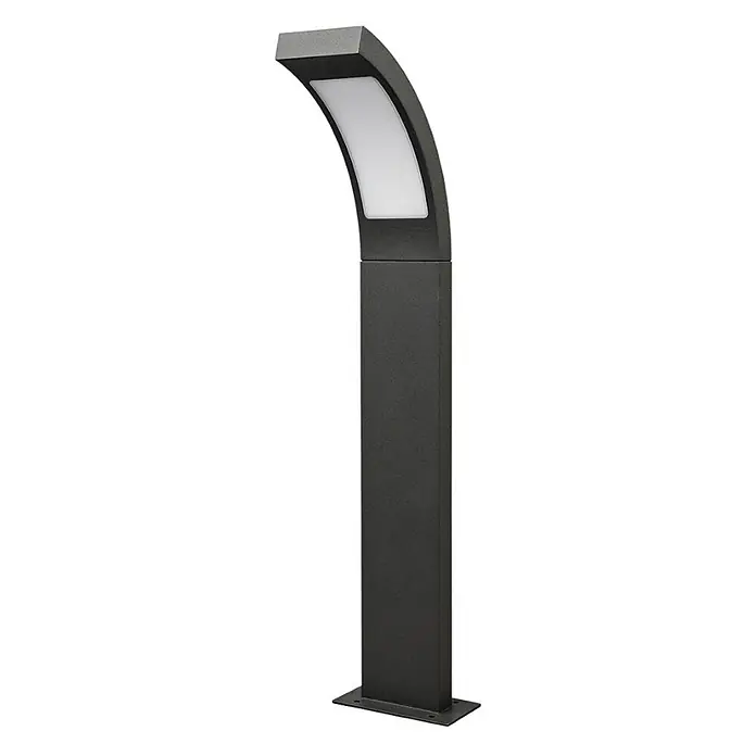 Lucande LED Wegeleuchte anthrazit Sockelleuchte 60 cm Gartenlampe Aluminium -  - Dunkelgraue Wegeleuchte mit gebogener Oberseite und integriertem weißen Lichtpanel für die Außenbeleuchtung.