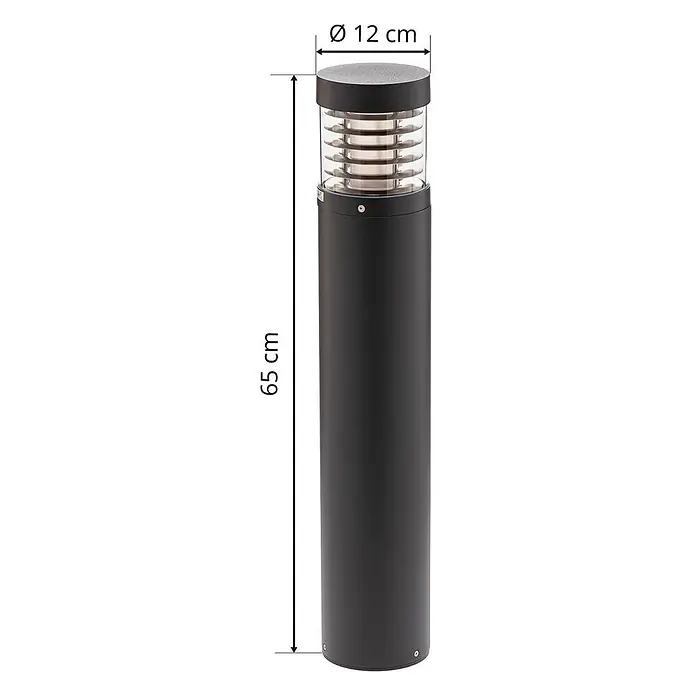 Lucande LED Wegeleuchte / Pollerleuchte 65cm, inkl. 15W LED -  - Schwarze zylindrische Außenwegleuchte, 65 cm hoch, 12 cm Durchmesser, mit klarem Oberteil und Innenreflektoren.